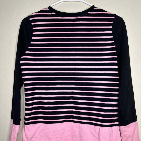 Vintage 90’s LAUREN RALPH LAUREN Top Long Sleeves Black/Pink Stripes Size PM - Picture 2 of 9